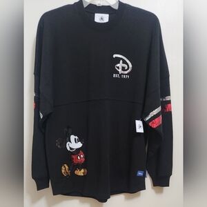 *NEW W TAG* Disney World 2026 Mickey Sequins Spirit Jersey Sz S Black Red Silver